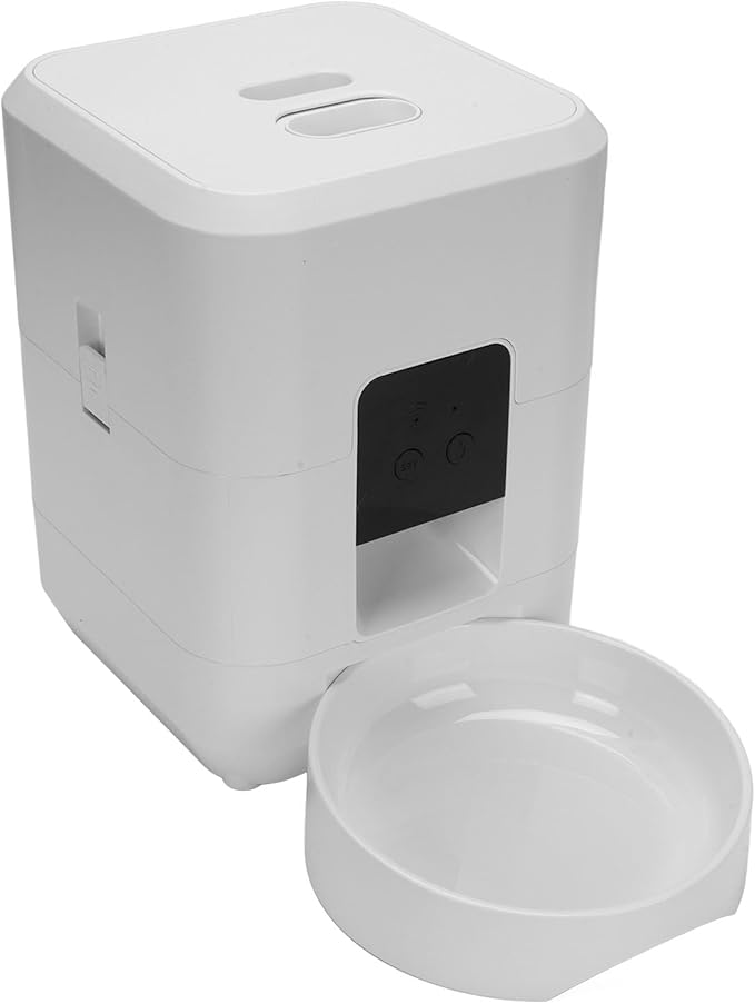Automatic Pet Feeder, Smart Timed and Portion Controlled Feeding Food Container for Cat Dog, Connection Cat Dog Dry Food Dispenser, Dog Feeding Station, Pet Supplies (White)