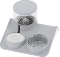 Pet Water Dispenser and Food Bowl Set, 1.8L Automatic Water Dispenser with Detachable Bowl, PPPET Material, Non Slip Base, Convenient for Cats and Small Dogs (Roof Drinking Fountain Gray)