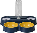 Dog Cat Bowls Pets Water and Food Bowl Set,Gravity Water Flow No Spills Durable Safe Anti Overturning Automatic Drinking,for Small or Medium Size Dogs Cats Navy Blue