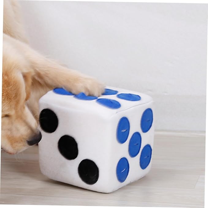Dog Plush Training Dice Toy Creative Sniffing Plush Toy for Pets Soft and for Interactive White