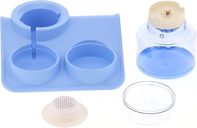 2-in-1 Double Dog Cat Bowls, Pet Water and Food Bowl Set, 1.8L Automatic Water Dispenser Detachable Bowl No-Spill Dog Waterer, Pet Feeder Auto Pets Waterer for Cat and Small Dog (Blue)