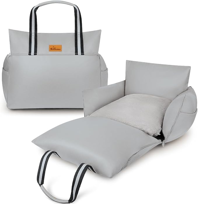 Dog Car Seat (Waterproof Booster) | Essential Travel Bed with Handles, Matching Pockets (Up to 30 Lbs) - Light Gray