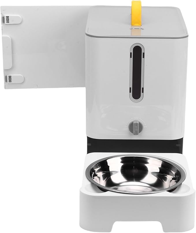Zerodis Dog Food Dispenser Cat Dog Food Dispenser Large Capacity Automatic Feeding Bowl Damp Proof Sealing Design Pet Container Timed Storage Box for Home Use Cat (Gray)