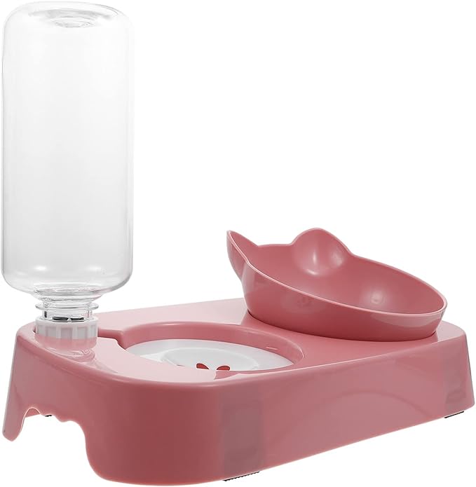 POPETPOP 1set Automatic Pet Water Dispenser and Food Serving Bowl for Dogs and Cats -Spill Design Use