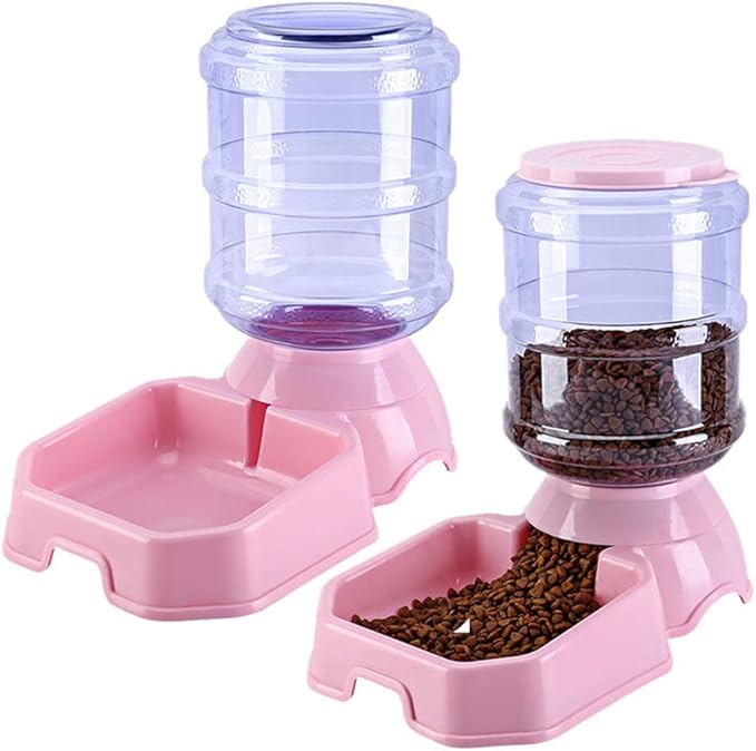 Pet Feeder and Waterer Self Dispensing Fed Automatic Feeder Food and Water Dispenser Dog for Pets Food Bowl Pet Automatic Feeder and Waterer Combo