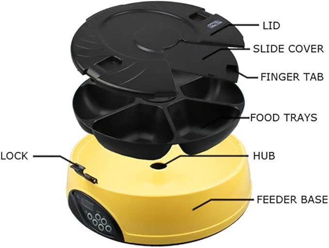 Timing Quantitative Automatic 6 Lunch Box Small Capacity Pet Automatic Feeding Device Solid Color Dog and Cat Feeder Feeding Device (Color: Purple) Portable