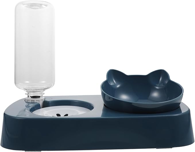 Sosoport Automatic Pet Water Dispenser Food Bowl Dual Feeder for Cats and Dogs Easy to Clean Non-Skid Design for Busy Pet Owners Blue Color