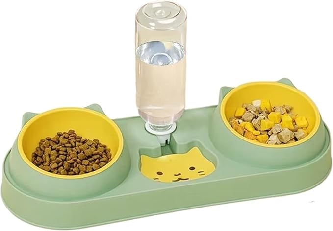 Compatible for Automatic Pet Feeder with Water Fountain and Double Raised Bowls for Cats and Dogs(A)