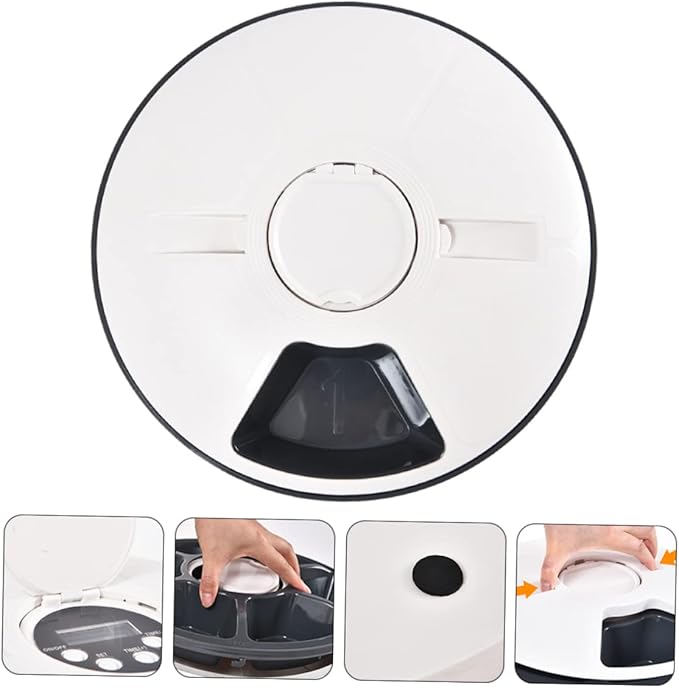 Automatic Pet Feeder Timer Food Dispenser for Dogs and Cats Six Design Easy to Material Grey