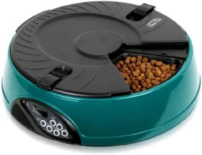 Six Meals Pet Automatic Feeder Feeding Machine Recording LCD Display Timing Quantitative Dog and Cat Automatic Portable (Color : Green) (Blue)