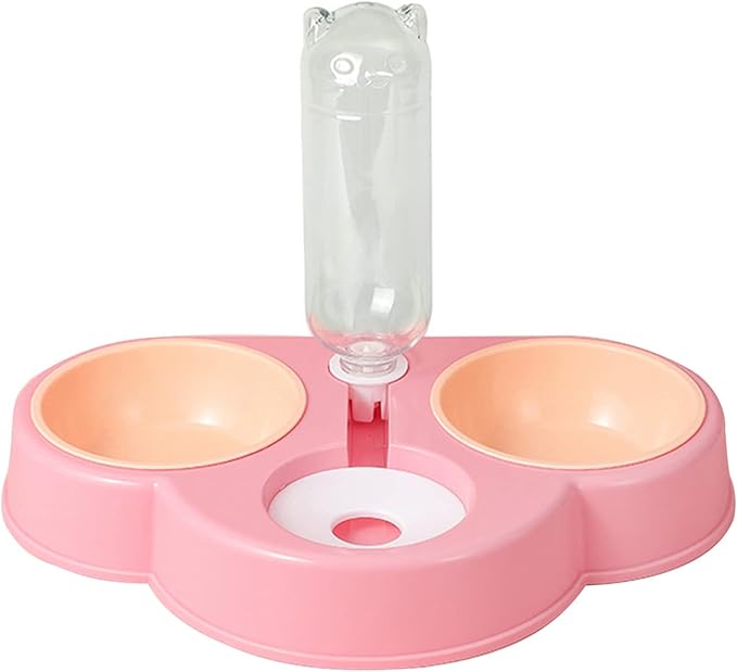 3 in 1 Pet Tableware Dog Water Food Bowl No-Spill Automatic Dispenser Combo Set Cats Elevated Pet Food