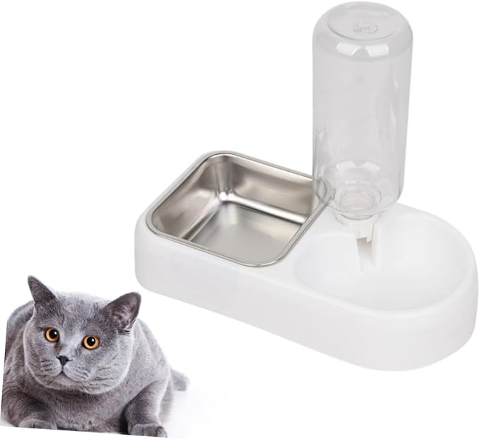 SUPVOX Double Pet Water Feeder Automatic Drinking Tool for Dogs Cats Unique Design Convenient Practical Pet Supplies White Color Smooth