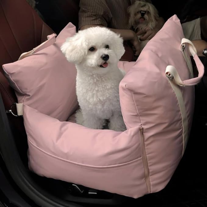 Dog Booster Car Seat for Small Dogs,Waterproof Detachable Dog Travel Bed,Pet Booster Seats with Storage Pockets,Travel Carrier Bed,D,65x65x35cm
