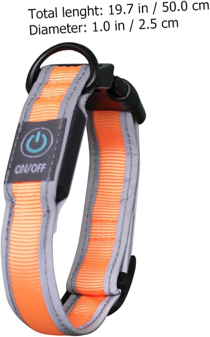 Happyyami 1pc Dog Collar Batteries Rechargeable Led Collar Pet Nylon Pet Supplies