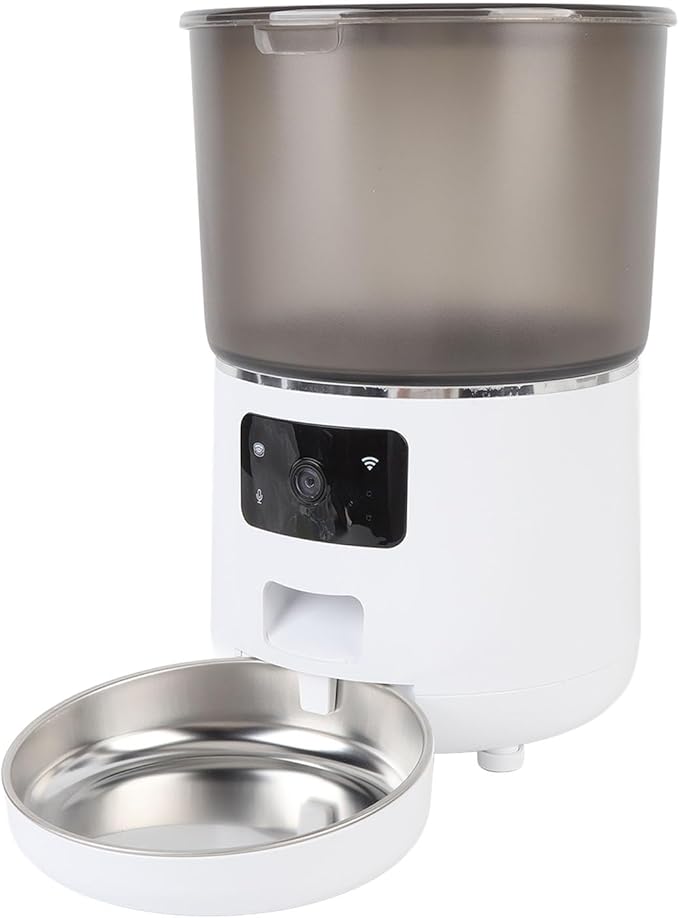 Automatic Cat Feeders, 4L Timed Cat Dry Food Dispenser, WiFi Automatic Dog Feeder, USB Auto Pet Food Dispenser with APP for Cats Dogs (White)