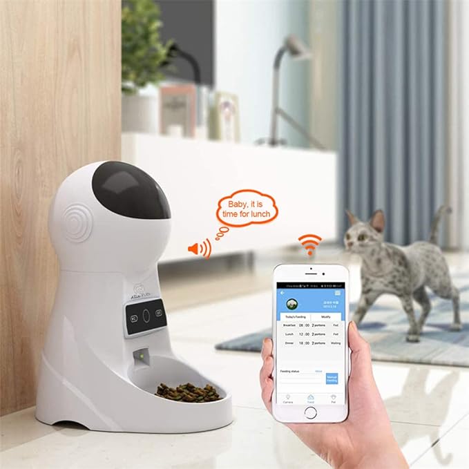 Dogs and Cats Feeder, Smart Automatic Pet Feeder Food Bowl Tank 6L Auto Pet Dry Food Dispenser 1~39 Portions Meal for Small and Large Pets (Black)