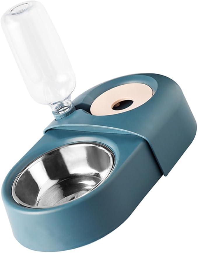 Yardwe Automatic Dog and Cat Water Food Bowl, Blue Plastic Pet Feeder with Spill-Proof Design, Suitable for Dogs and Cats, 1-Unit Food and Water Dish for Home Use