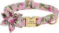 Custom Flower Dog Collar Nylon Floral Printed Pet Dog Collars Personalized Puppy Collar for Small Medium Large Dogs Cat Pitbull 145 Pink S