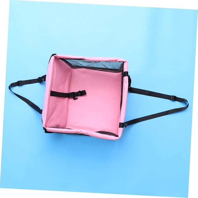 Breathable Mesh Dog Car Seat with Design Safety Leash and Thick Support Rods for Pet Travel Compatible with Harnesses Black Color(Pink)
