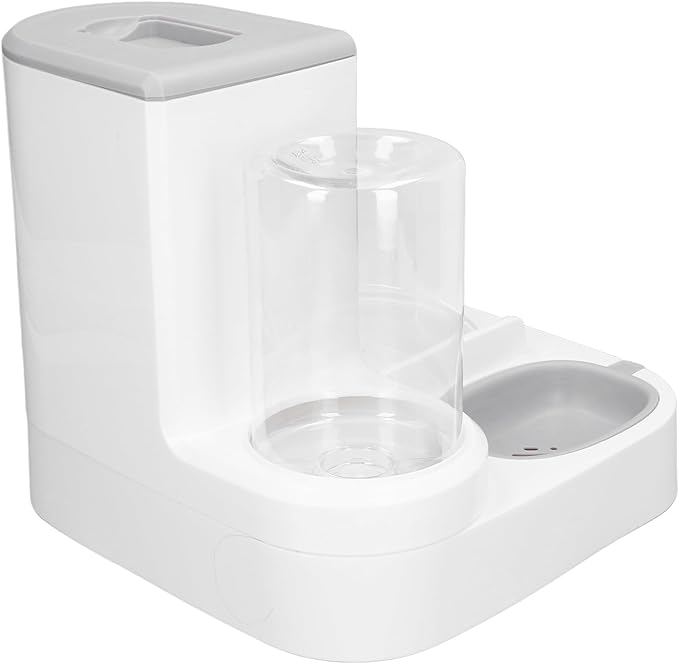 ANGGREK Cat Automatic Feeder Waterer Set, Large Capacity 2 in 1 Dog Feeder Waterer Set Easy Cleaning for Indoor (Grey)