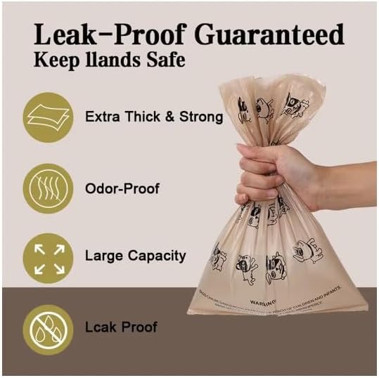 Biodegradable Dog Poop Bags with Coffee Scent – 90 Bags (6 Rolls) Extra Thick, Leak-Proof, Eco-Friendly and Safe for Hands