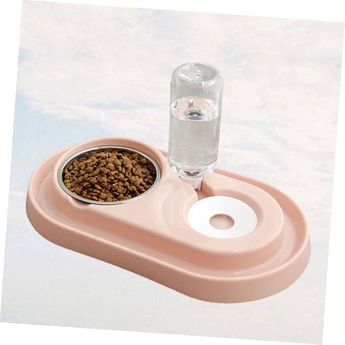 Sosoport Automatic Water-Adding Dog Cat Bowl Pp Plastic Stainless Steel Double Bowl Feeder Outdoor Pet Water Feeder