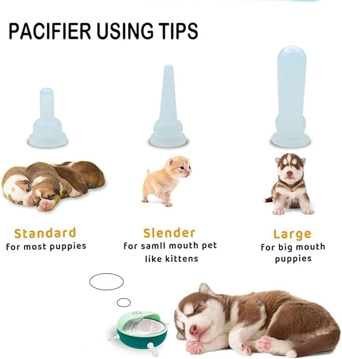 NANZU 180ML Silicone Puppy Pacifiers Pet Milk Feeder Feeding Bowl for New Born Pet, Puppies, Kitten, Cats, Dog, Rabbits