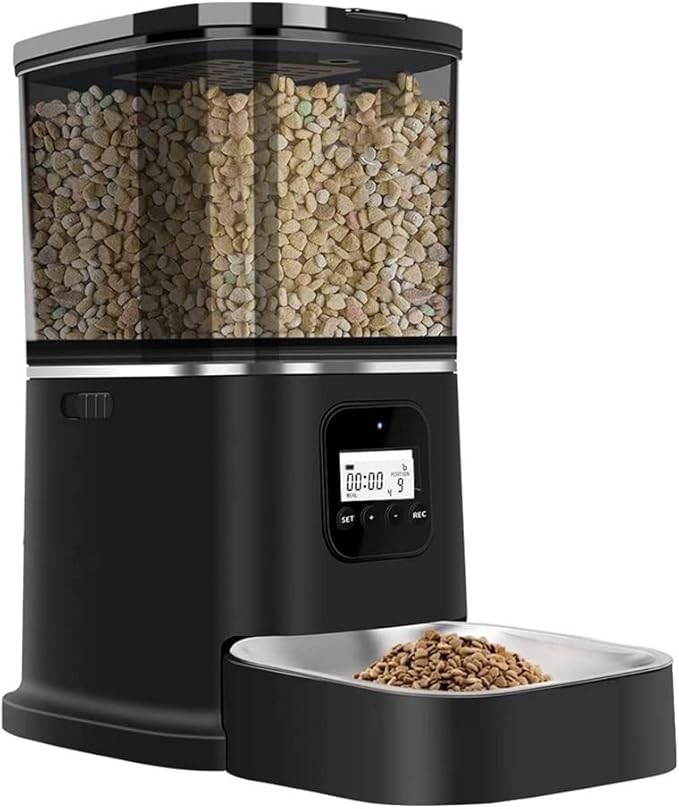 Dispenser Automatic Feeders6L Programmable FeederStainless Steel Bowl Pet Feeder for s and Dog Timed Food DispenserAuto Feederw/Voice RecorderDetachable Hopper cat Fountain