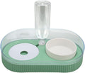 Elevated Dog Cat Bowls, Ceramic Water and Food Bowl Set with Automatic Waterer Bottle, 2 in 1 Cat Food Dispenser with Wet and Dry Food Bowl for Cats and Small Dogs Kitten Puppy(Green)
