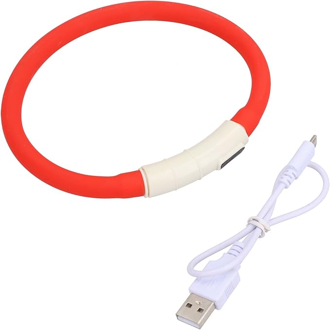 Small Rechargeable LED Flashing Safety Dog Collar 3 Light Settings Walking Night
