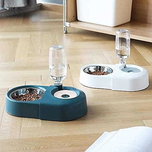 HANAMYA 2-in-1 Pet Feeder Set with Automatic Water Dispenser and Stainless Steel Bowl, for Dog and Cat, Blue