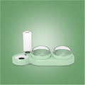Pet Cat Bowl Automatic Dog Food with Water Fountain Double Drinking Raised Stand Dish Bowls for Cats(Green)