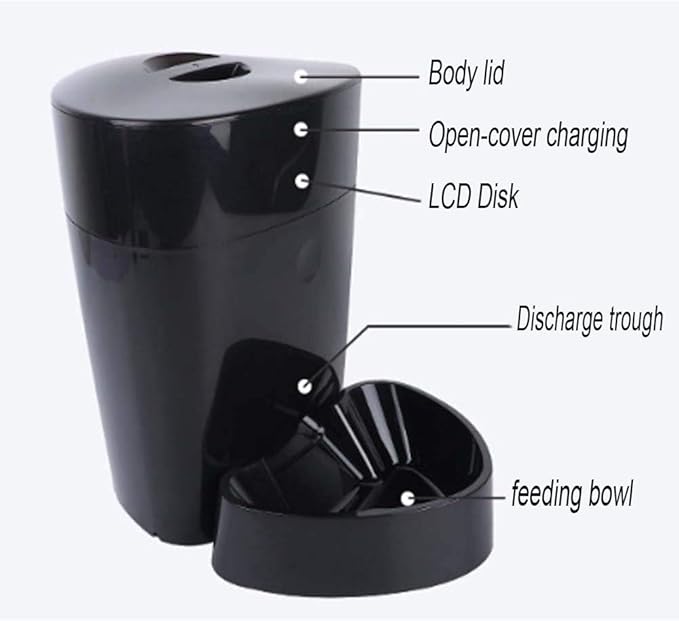 feeders Large Capacity 4L Dog Automatic Memory Function Feeder Pet Timing Feeder Cat Feeding Machine Puppy Teddy Environmental Feeding Device (Color : Yellow) (Black)