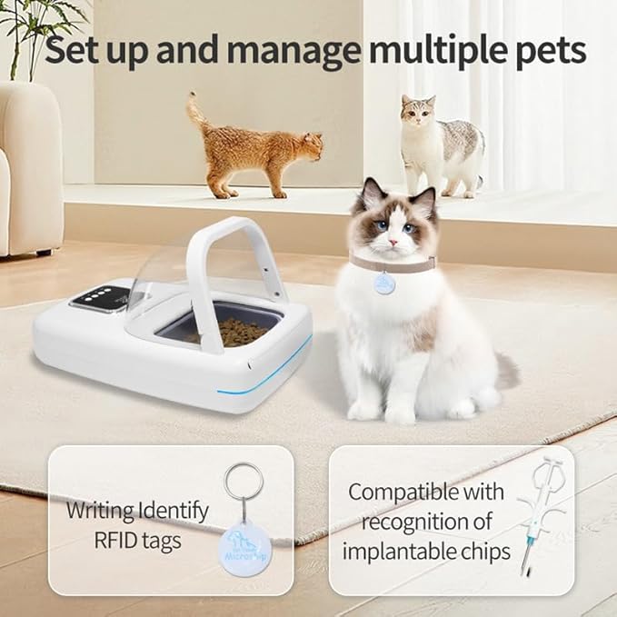 Automatic Pet Smart Feeder for Cats and Small Dogs, Programmable Timed Dog Food Dispenser with 1.3" OLED Screen, Food Grade Material, Detachable for Easy Cleaning, USB Powered