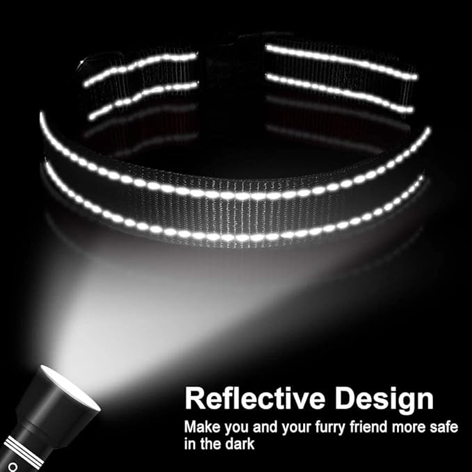 FunTags Reflective Dog Collar, Sturdy Nylon Collars for Puppy and Extra Small Girl and Boy Dogs, Adjustable Dog Collar with Quick Release Buckle,Black,3/8" Width