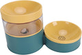 Dog Food Water Bowl Water Dispenser, Pet Double Bowl Water Dispenser Anti Tip Versatile Neck for Home (Green)