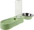 Double Stainless Steel Cat Bowl Feeder with Rotatable Corner Foldable Stand, Green Pet Food and Water Dispenser for Cats and Small Dogs