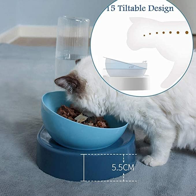 Double Dog Cat Polypropylene Bowls Water & Food Bowl Set Detachable Cat Shape Bowl Automatic Water Dispenser Bottle Pet Feeder for Dogs, Cats,Puppy, Kitten, Rabbit