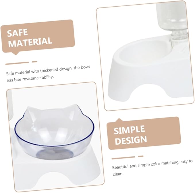 BESPORTBLE Automatic Cat Feeder Water Dispenser Inclined Pet Bowl Set Easy to Clean for Dogs and Cats