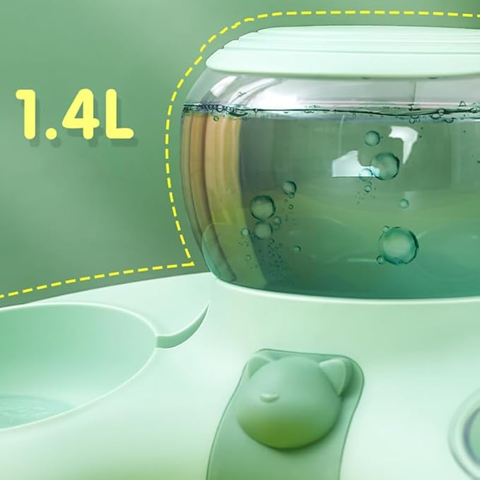 Pet Food and Water Bowl Set, Large Capacity Crescent Type Tilt Design Automatic Double Pet Bowls with Skid Resistance Bottom, Pet Feeder Automatic Gravity Water Dispenser for