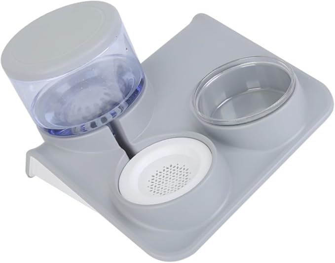 HEMOTON 1Pc Dual Use Pet Bowl Automatic Water Refill Feeder Capacity Dog Water Drinking Bowl for Dogs and Cats Grey