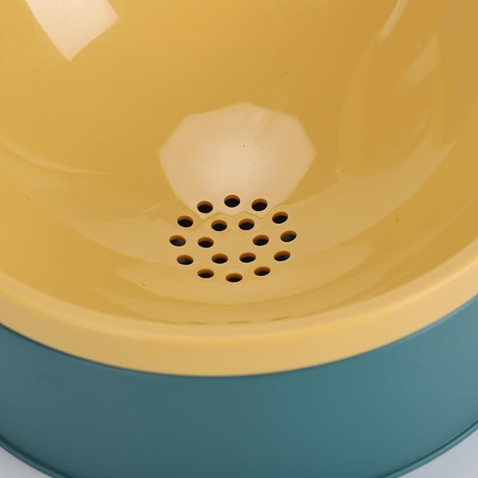 Pet Double Bowl Water Dispenser, 1L Neck Protection Anti Tip Cat Dog Food Water Bowl, Automatic Water Dispenser Dog Basin Cat Basin Pet Feeder for Dogs Cats (Green)