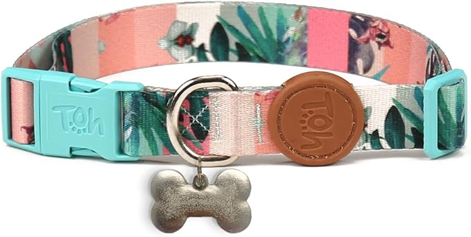 Adjustable Dog Collar with ID Tag – Soft Polyester, Quick Release Buckle – Durable, Waterproof, Cute Dog Collar – Puppy Collar, Stylish Pet Accessories (Laguna, XSmall)