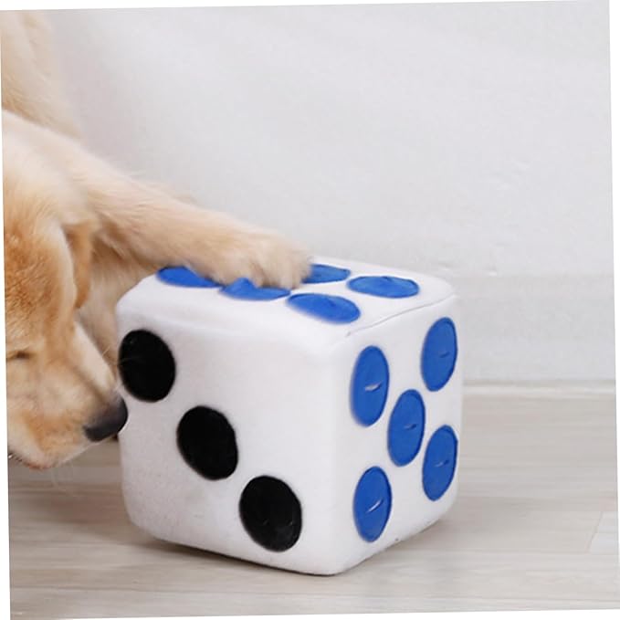 BESPORTBLE Plush Dog Dice Training Toy for Sniffing and Soft for Dogs for Interactive Fun and Behavioral Support White