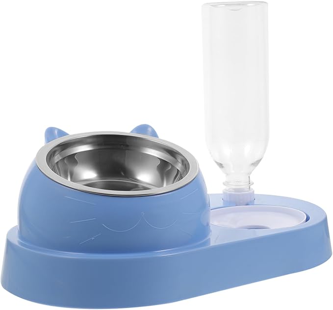 Automatic Dog and Cat Feeder with Water Dispenser Dual Bowl Design for Convenient Feeding Easy to Clean Stylish Look Blue for Dogs and Cats