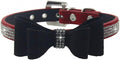 Luxury Pet Accessories Dog Collar Rhinestone Buckle Design Fancy Crystal Suede Bow Tie Dog Collar for Small Medium Large Dogs 15 Black Bow M