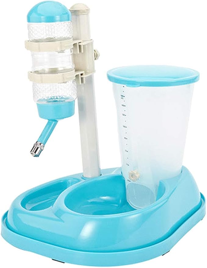 Pet Water Bottle Feeding Bowl Dog Automatic Feeder Food Water Dispenser for Dogs and Cats (Blue)
