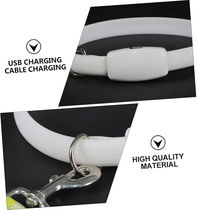 Housoutil LED Dog Collar USB Charging Luminous Pet Collar Waterproof Glowing Dog Neck Strap for Evening Walks and Safety