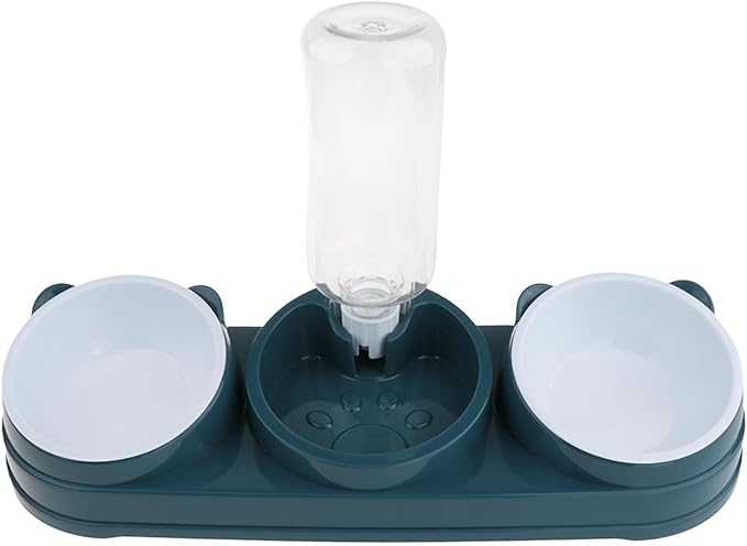 Pet Double Bowl Feeder with Water Dispenser for Dog Cats Feeding Watering Treats Dry Food Dish Home Dishware Double Food Water Feeder