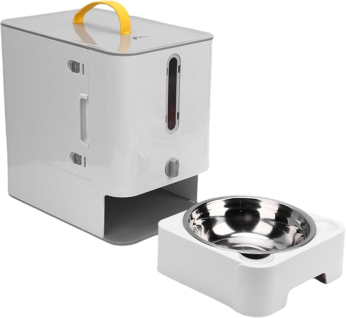 Automatic Cat Dog Food Dispenser, Large Capacity Pet Feeder with Sealing Technology for Food Storage, Timed Auto Feeding for Home Travel (Gray)
